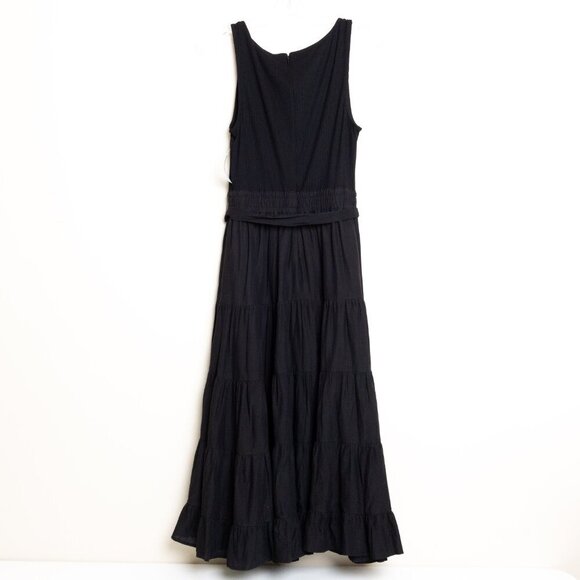 Paige Samosa Dress Midi Tiered Soft Ribbed Knit Black - Picture 4 of 16